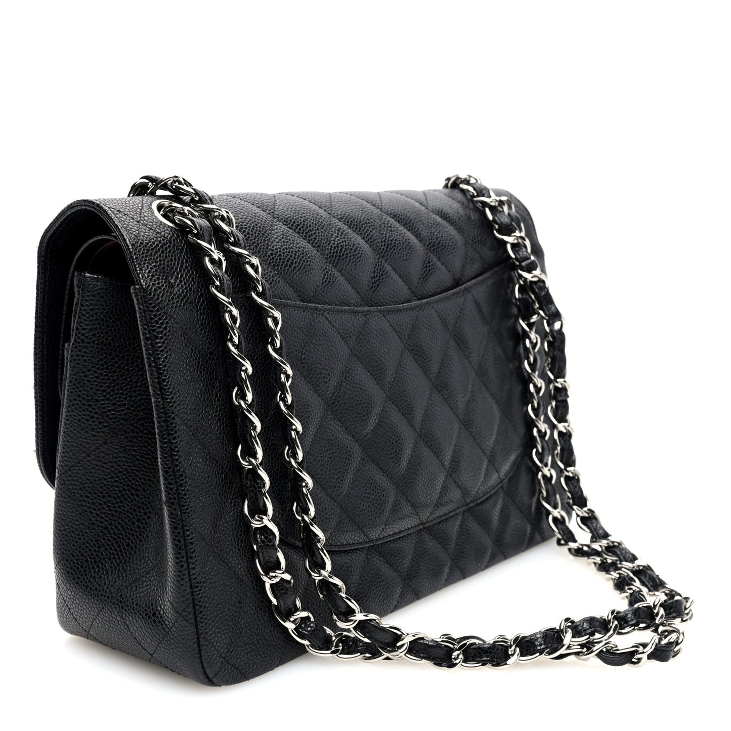 Caviar Quilted Jumbo Double Flap Black
