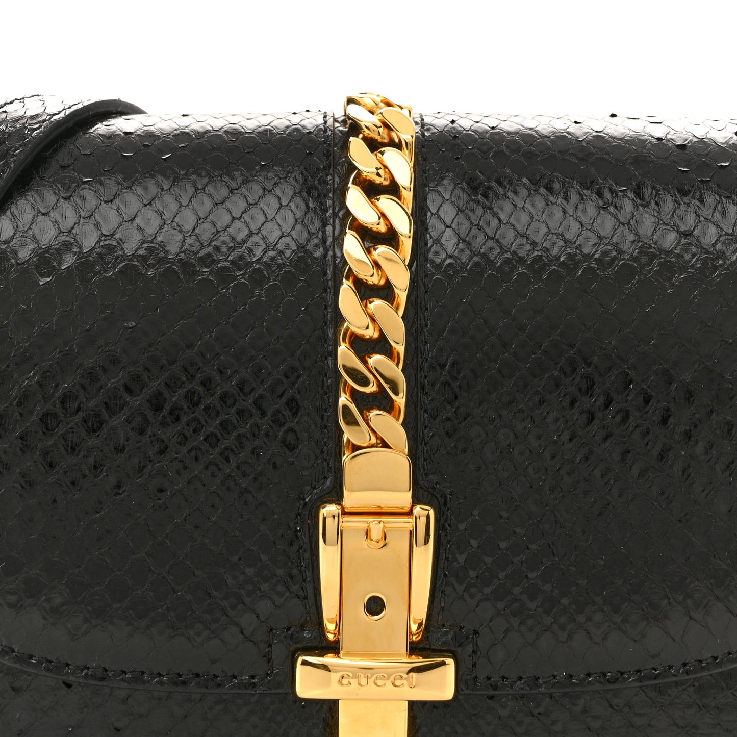 Snakeskin Mini Sylvie 1969 Messenger Bag Black