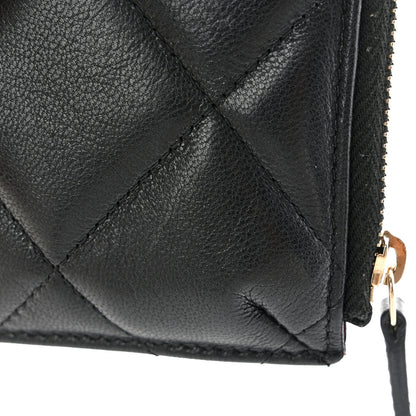 Chanel Shiny Goatskin Quilted Chanel 19 Phone and Card Holder Black 9 of 13