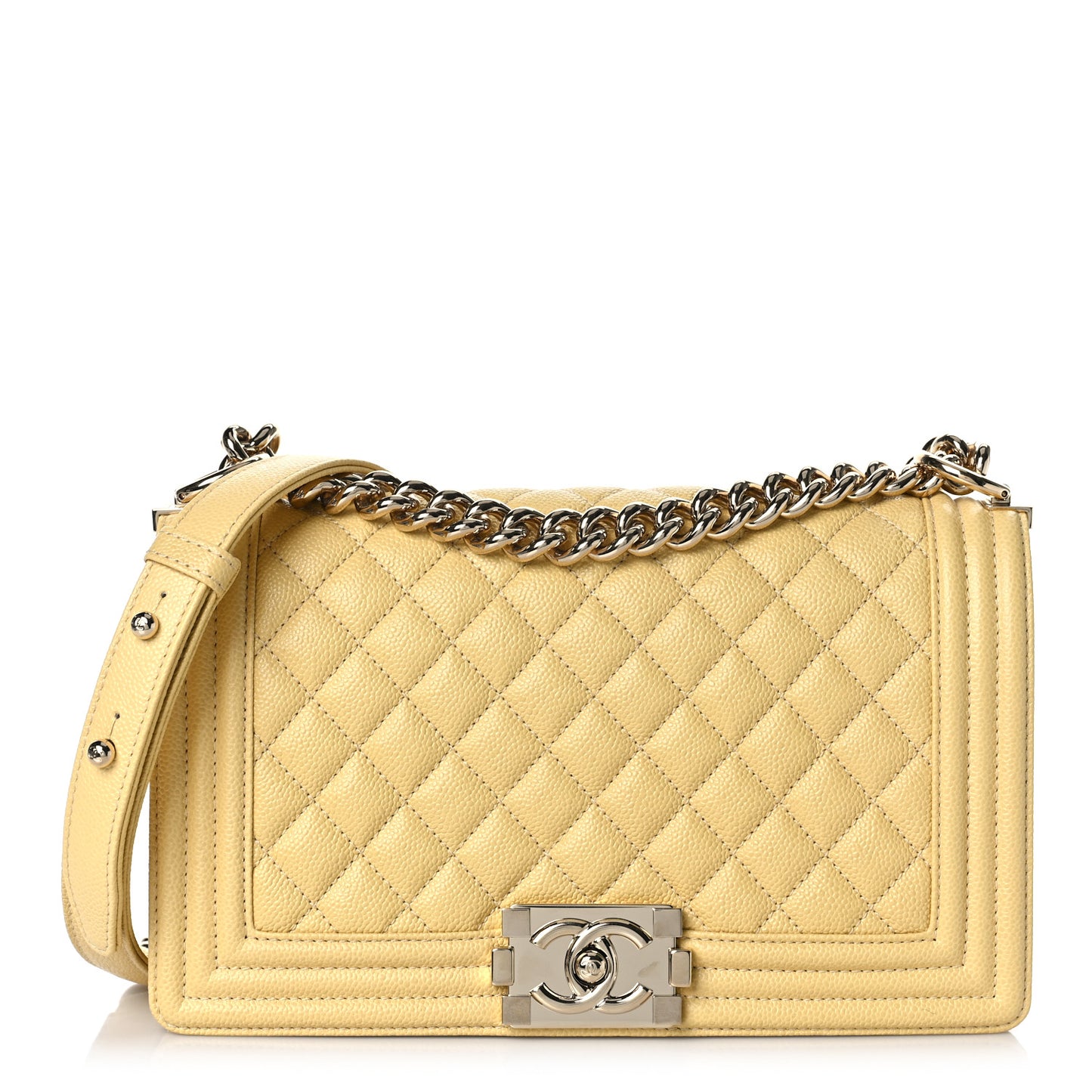 Caviar Quilted Medium Boy Flap Yellow
