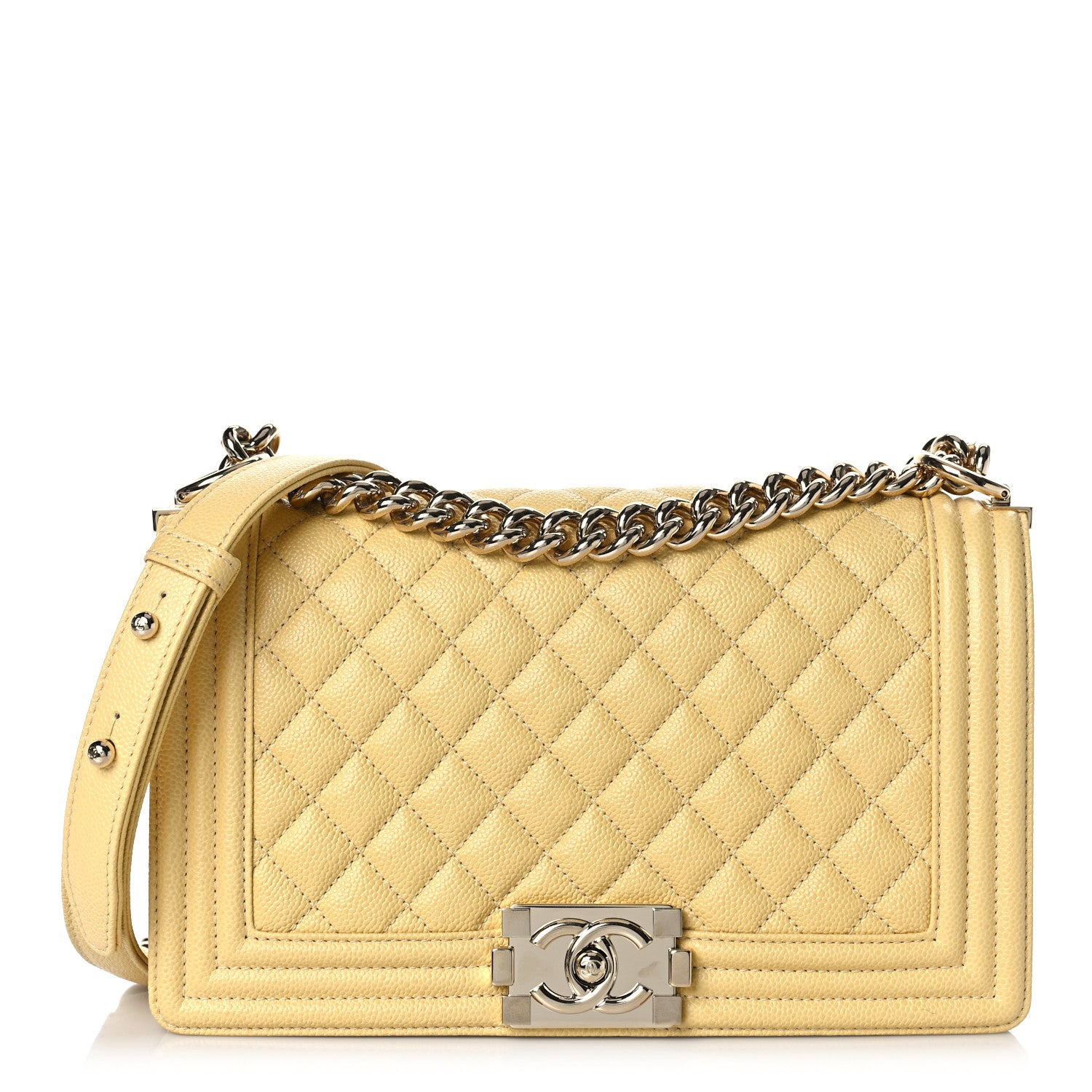 Chanel Caviar Quilted Medium Boy Flap Yellow 1 of 8