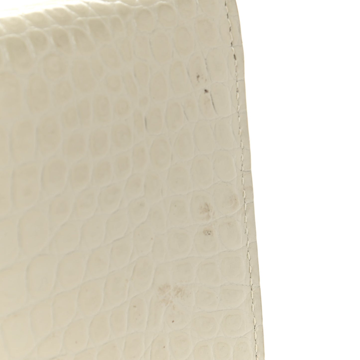 Calfskin Crocodile Embossed Uptown Monogram Pouch Crema Soft