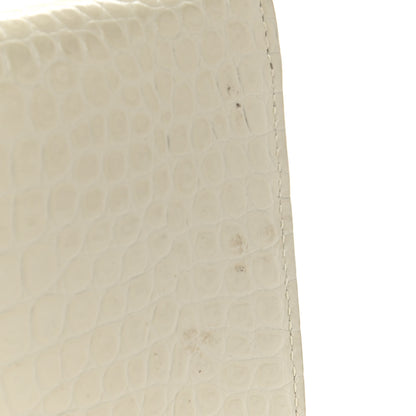 Saint Laurent Calfskin Crocodile Embossed Uptown Monogram Pouch Crema Soft 8 of 8