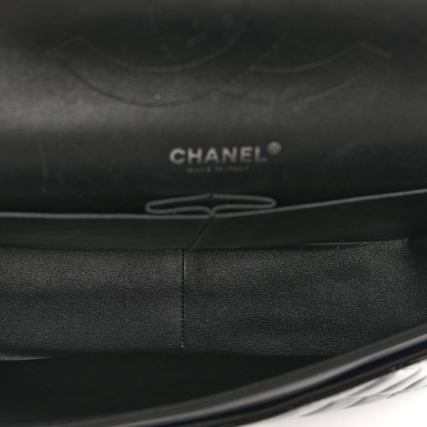 Patent Quilted Jumbo Double Flap Black