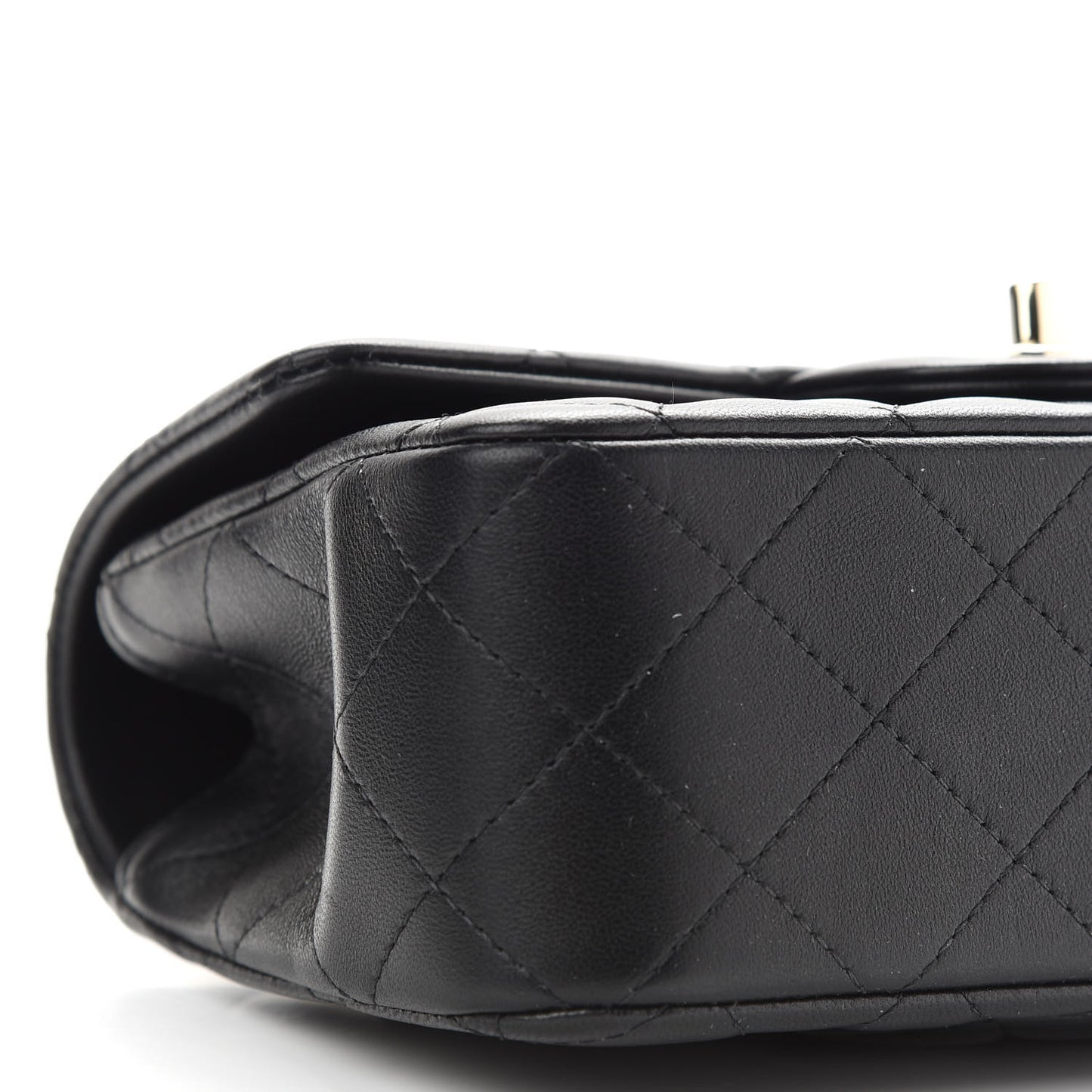 Lambskin Quilted Mini Top Handle Rectangular Flap Black
