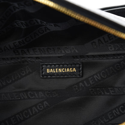 Balenciaga Shiny Goatskin Allover Logo Embossed XXS Souvenir Belt Bag Black 6 of 9