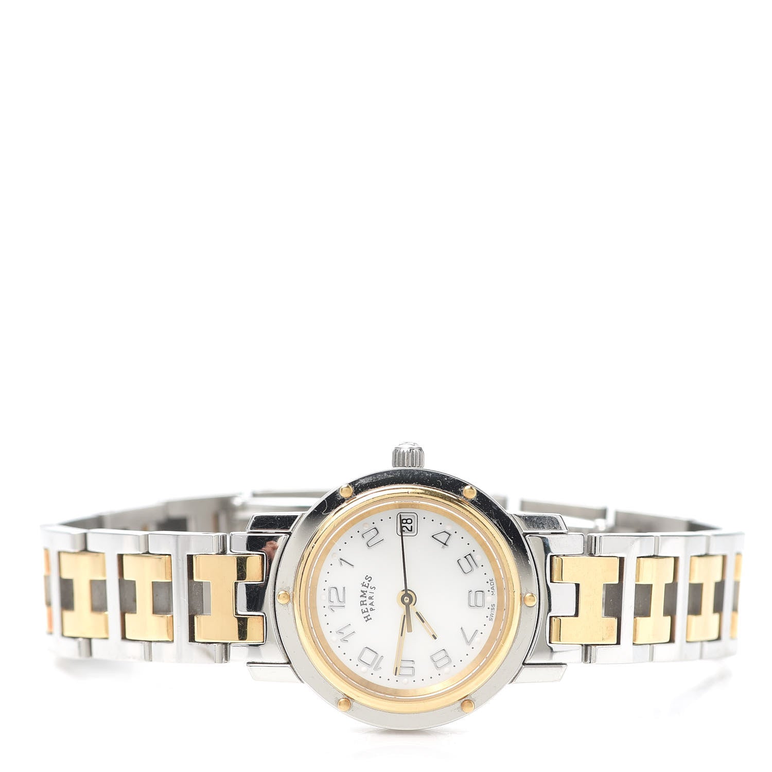 Hermes Stainless Steel 24mm Clipper Quartz Watch Gold 2 of 6