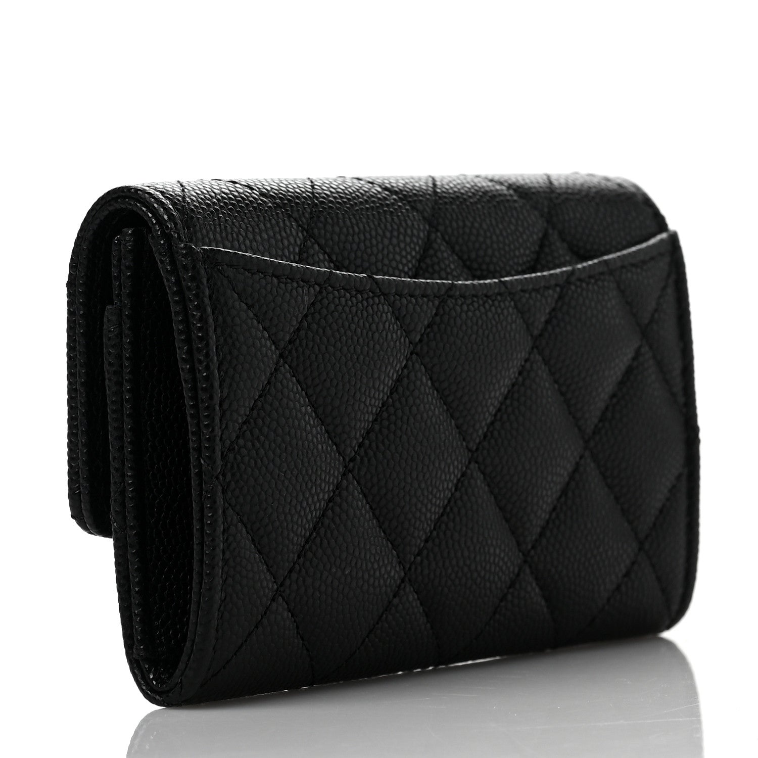 Chanel Caviar Quilted Enamel Coco Casino Flap Card Holder Wallet Black 3 of 9