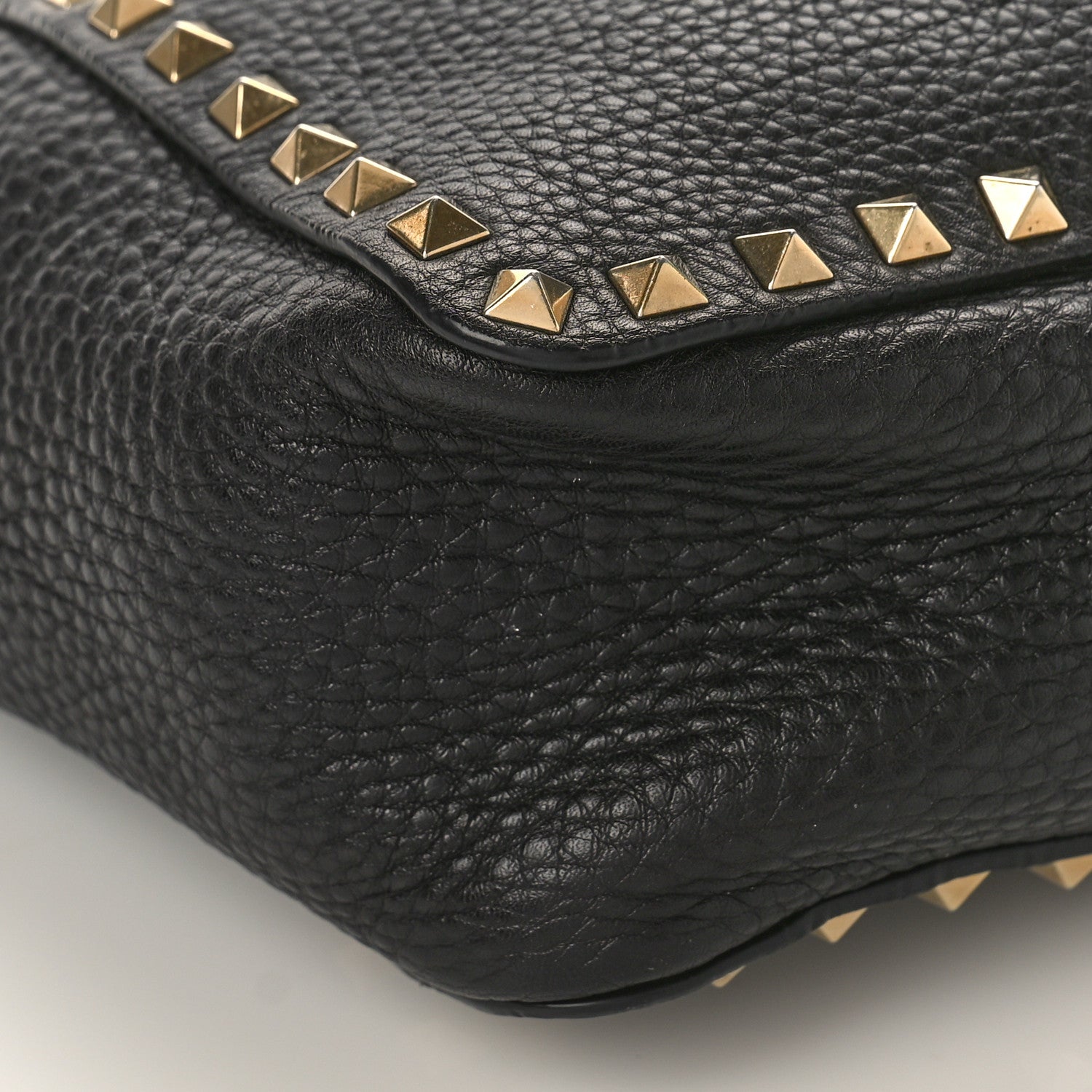 Valentino Garavani Pebbled Calfskin Rockstud Flip Lock Flap Messenger Satchel Black 7 of 9