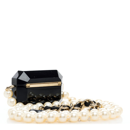 Chanel Resin Crystal Pearl Airpods Pro Holder Necklace Black Pearly White 3 of 7