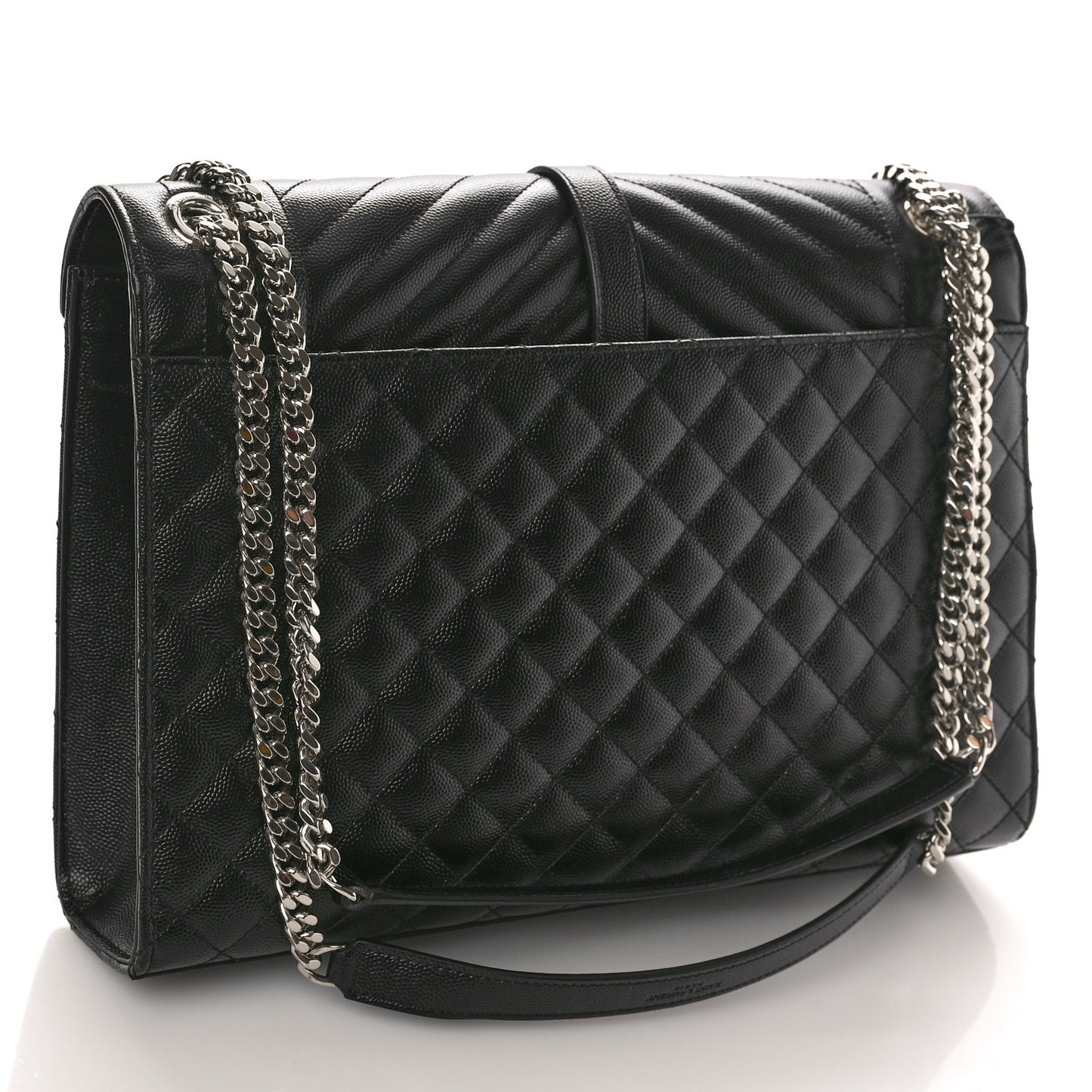 Grain De Poudre Textured Mixed Matelasse Large Triquilt Monogram Satchel Black