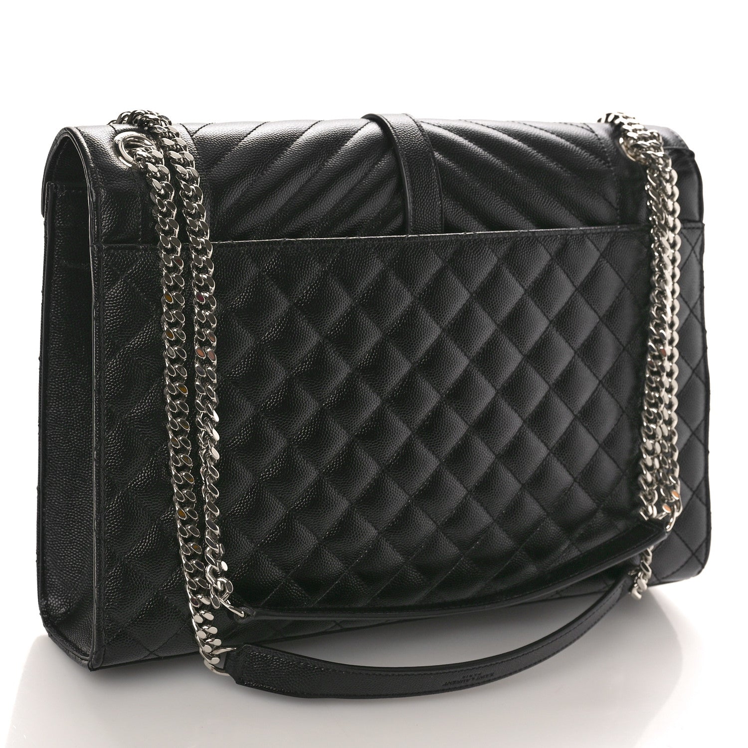 Saint Laurent Grain De Poudre Textured Mixed Matelasse Large Triquilt Monogram Satchel Black 3 of 11