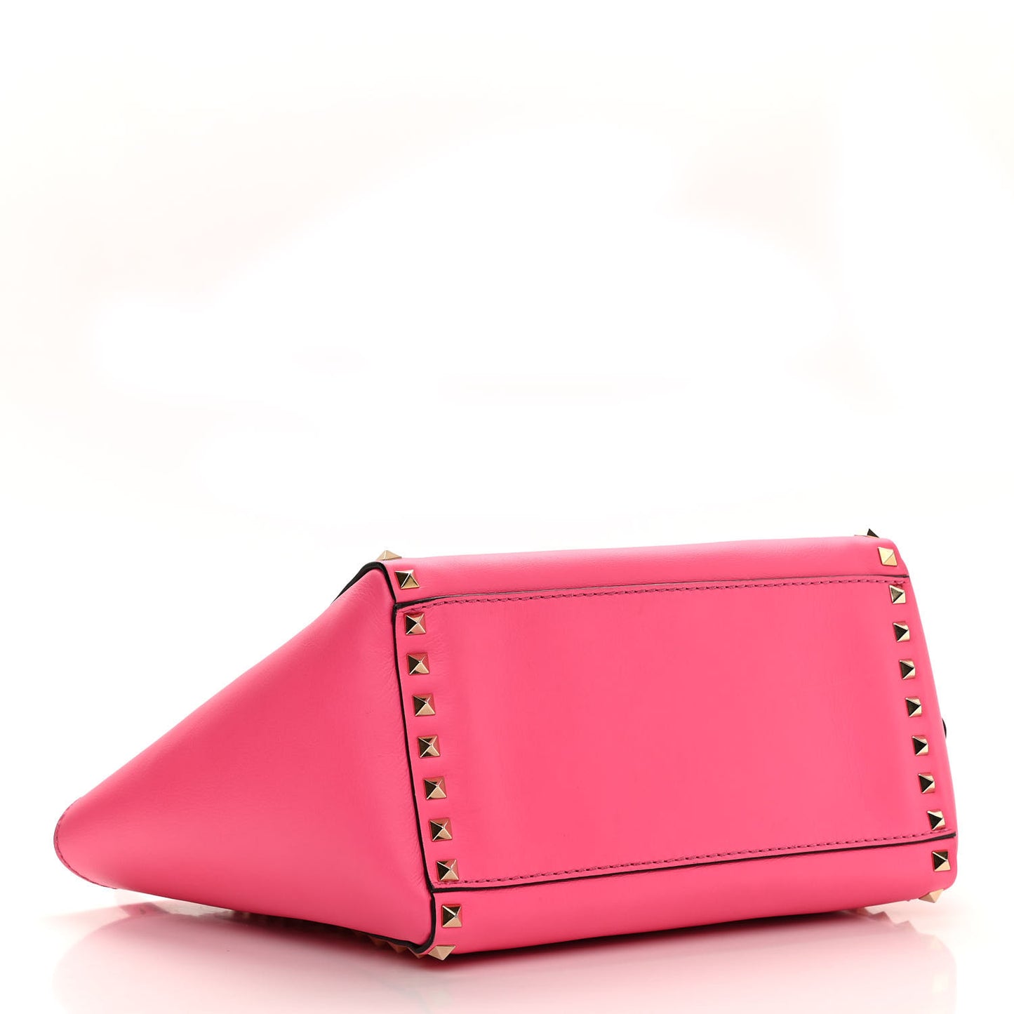 Vitello Small Rockstud Double Handle Tote Fuxia Fluo