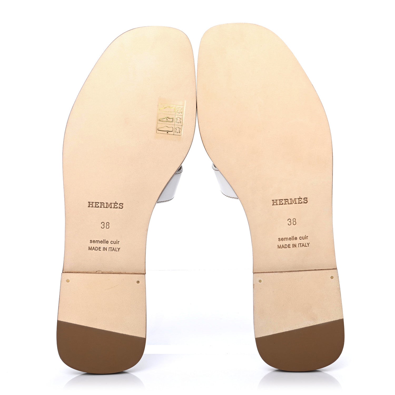 Hermes Box Calfskin Oran Sandals 38 White 4 of 4