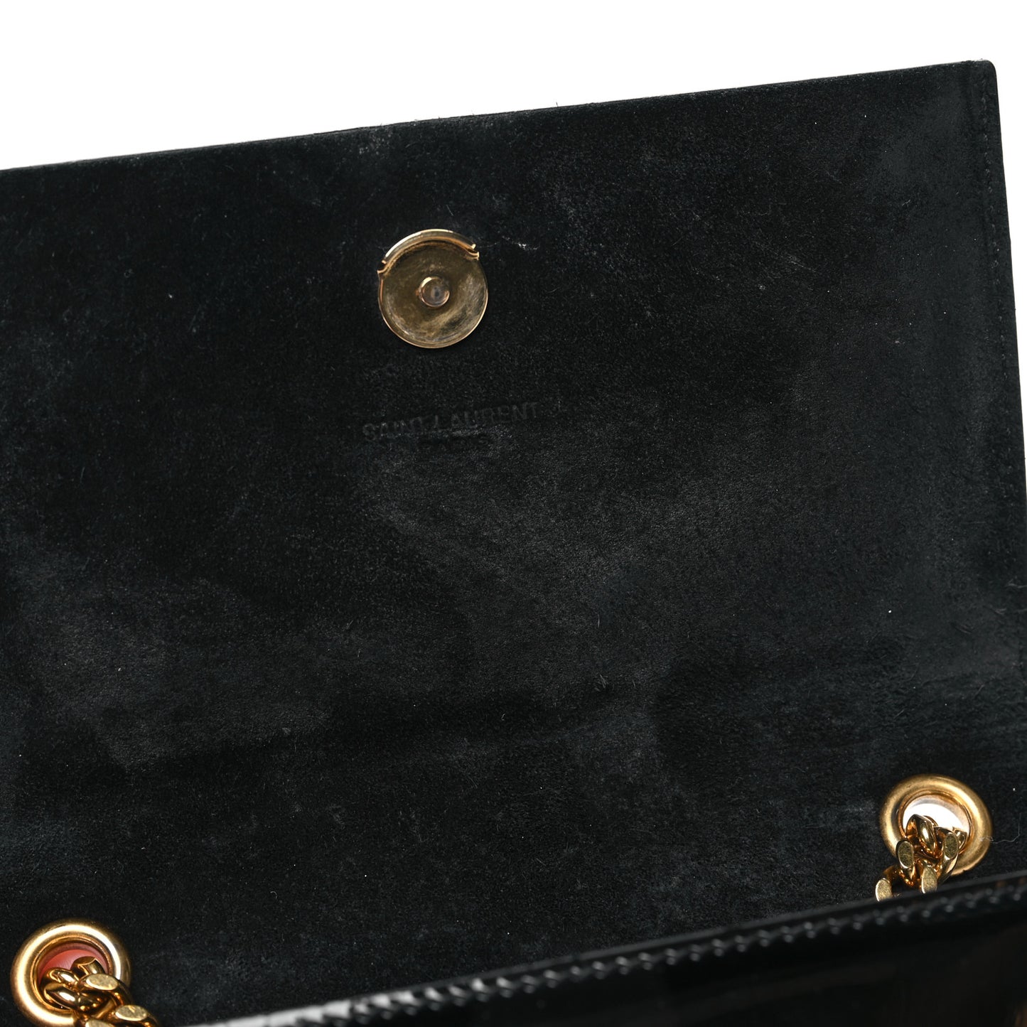 Patent Small Classic Monogram Kate Tassel Satchel Black