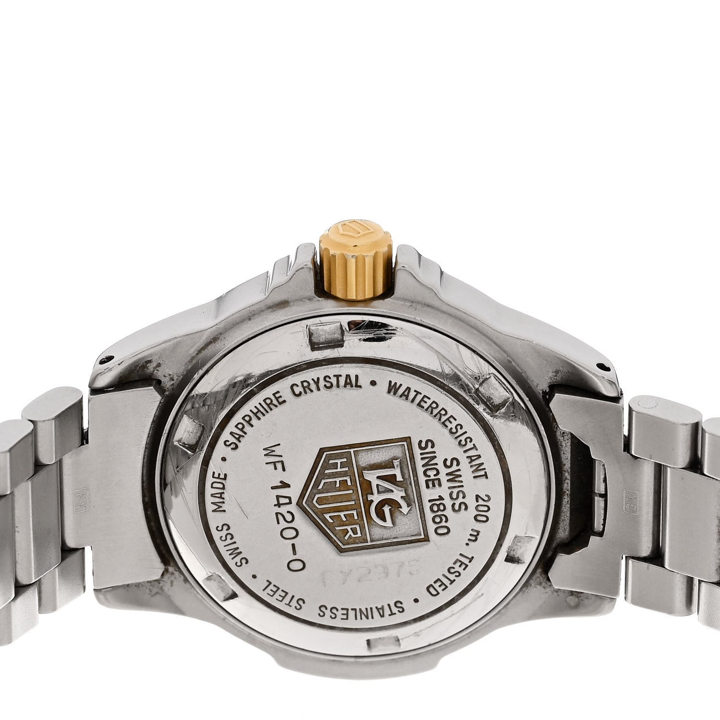 Stainless Steel 18K Yellow Gold 28mm Professional Quartz Watch White WF1420-0