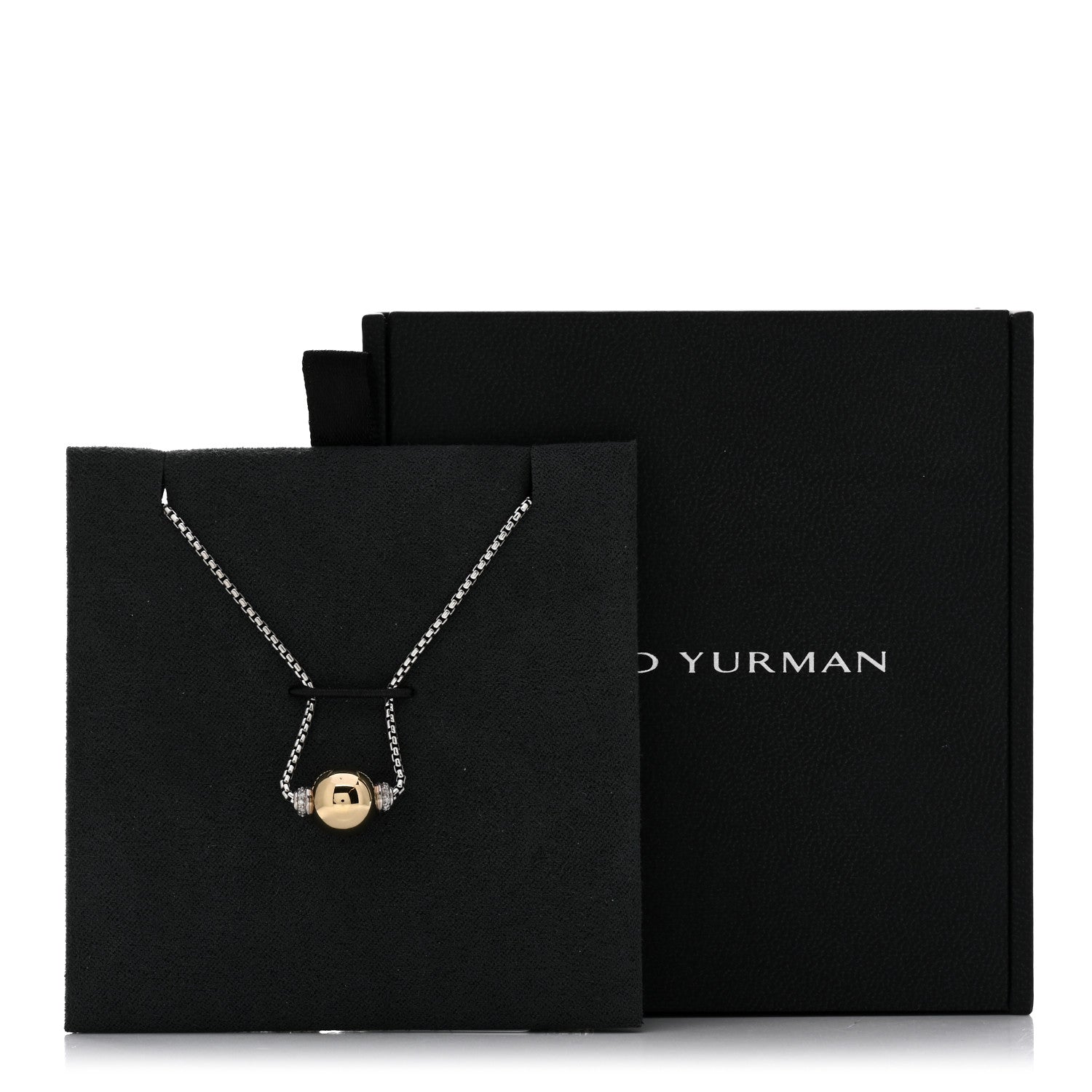 David Yurman Sterling Silver 18K Yellow Gold Diamond 10mm Solari Pendant Necklace 5 of 5