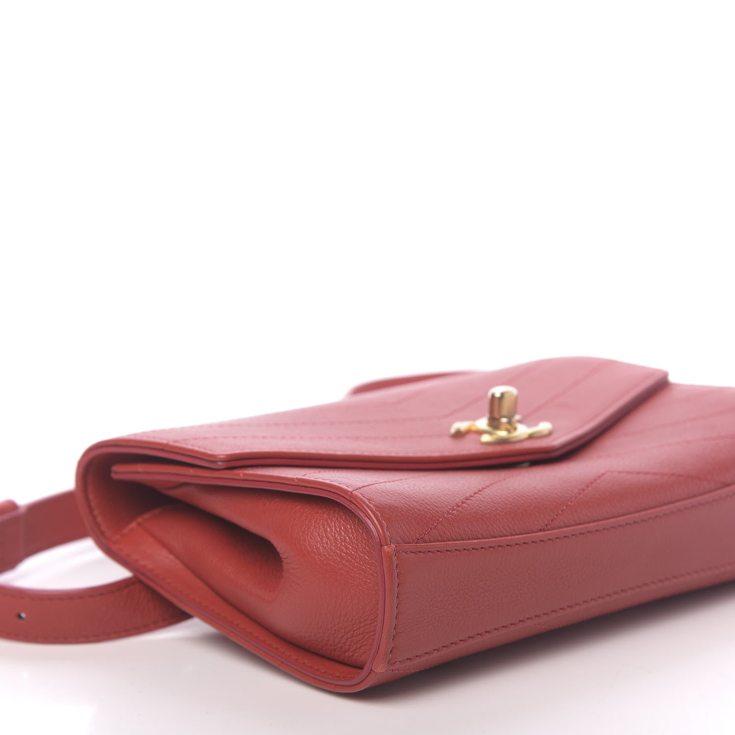 Chanel Calfskin Chevron Stitched Coco Waist Bag Red 8 of 10