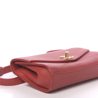 Chanel Calfskin Chevron Stitched Coco Waist Bag Red 8 of 10