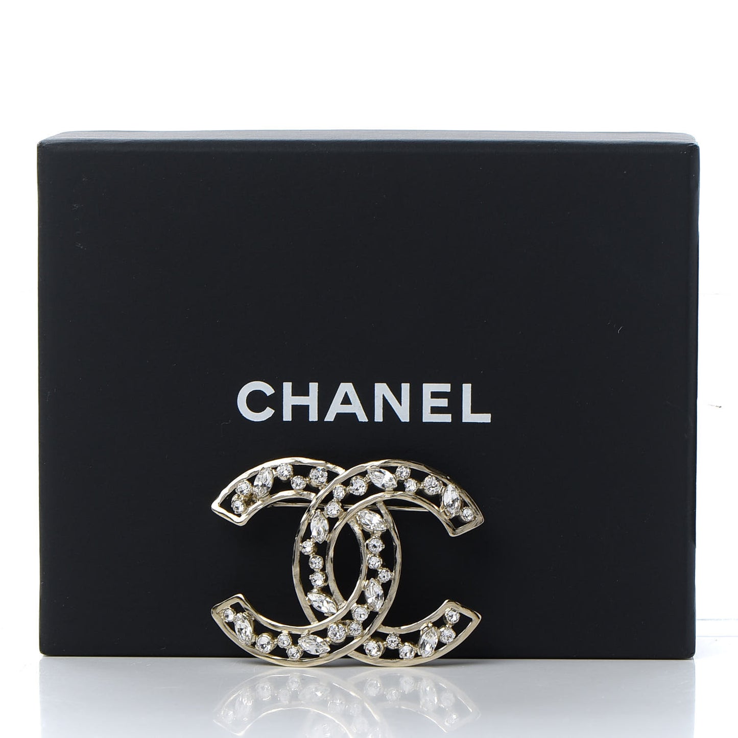 Crystal CC Brooch Light Gold