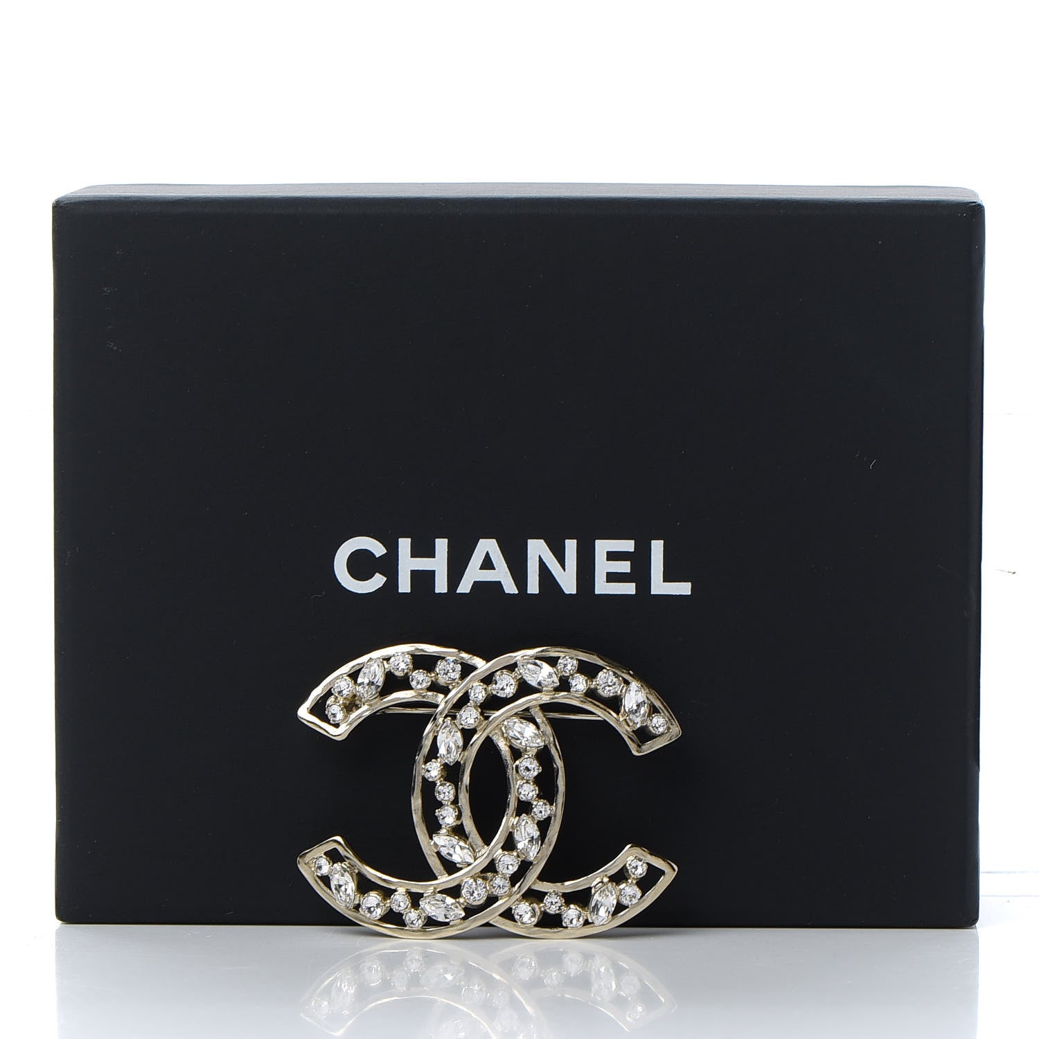 Chanel Crystal CC Brooch Light Gold 5 of 5