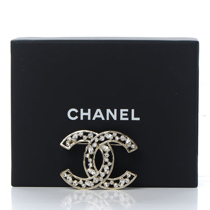 Chanel Crystal CC Brooch Light Gold 5 of 5