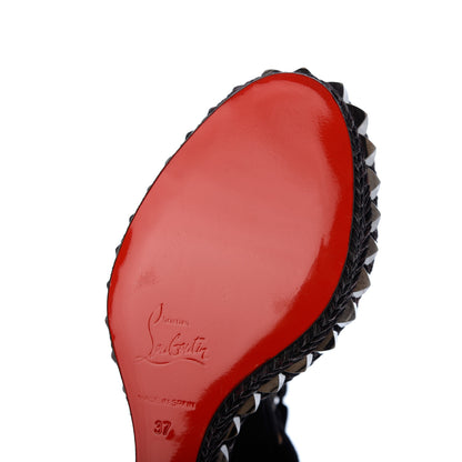 Christian Louboutin Calfskin Suede Cataclou 140 Wedge Sandals 37 Black Dark Gun 11 of 14