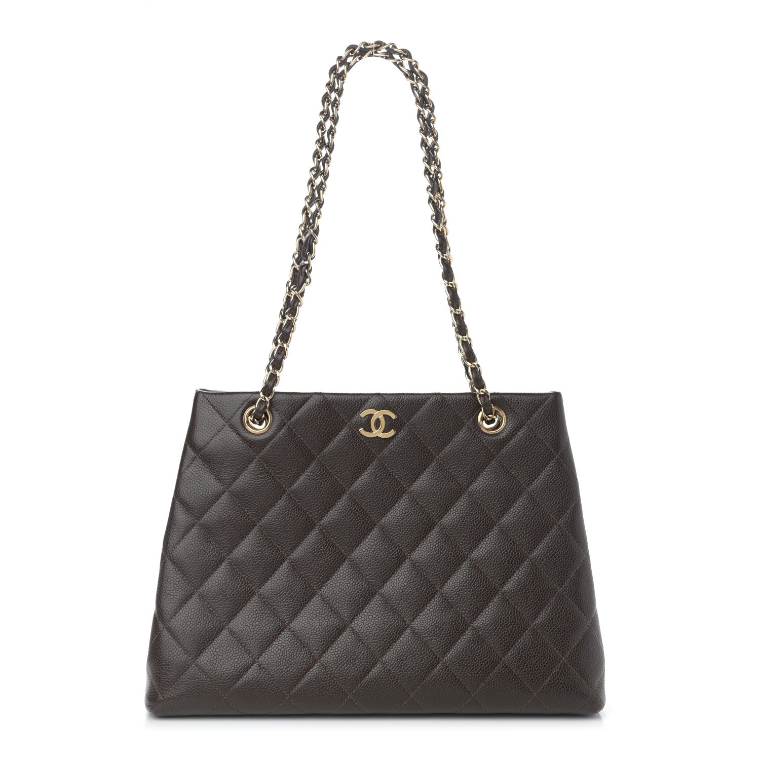 Chanel Caviar Quilted Shopper Tote Dark Brown 1 of 13