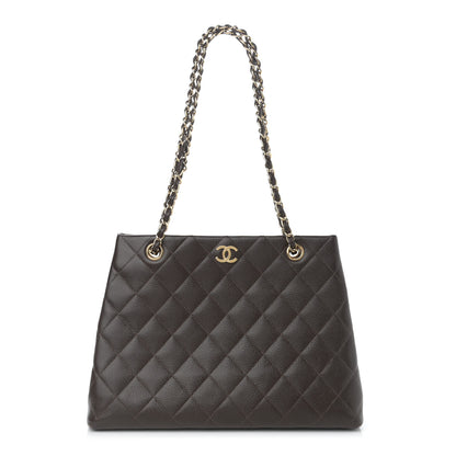 Chanel Caviar Quilted Shopper Tote Dark Brown 1 of 13