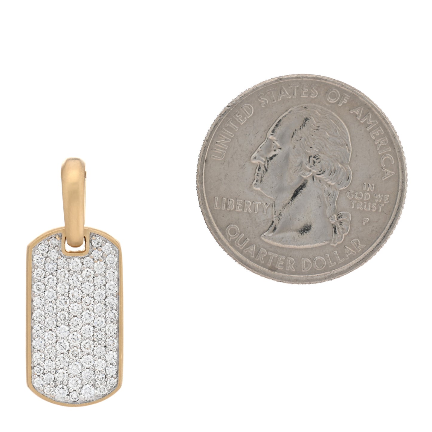 18K Yellow Gold Diamond 21mm Chevron Dog Tag Pendant