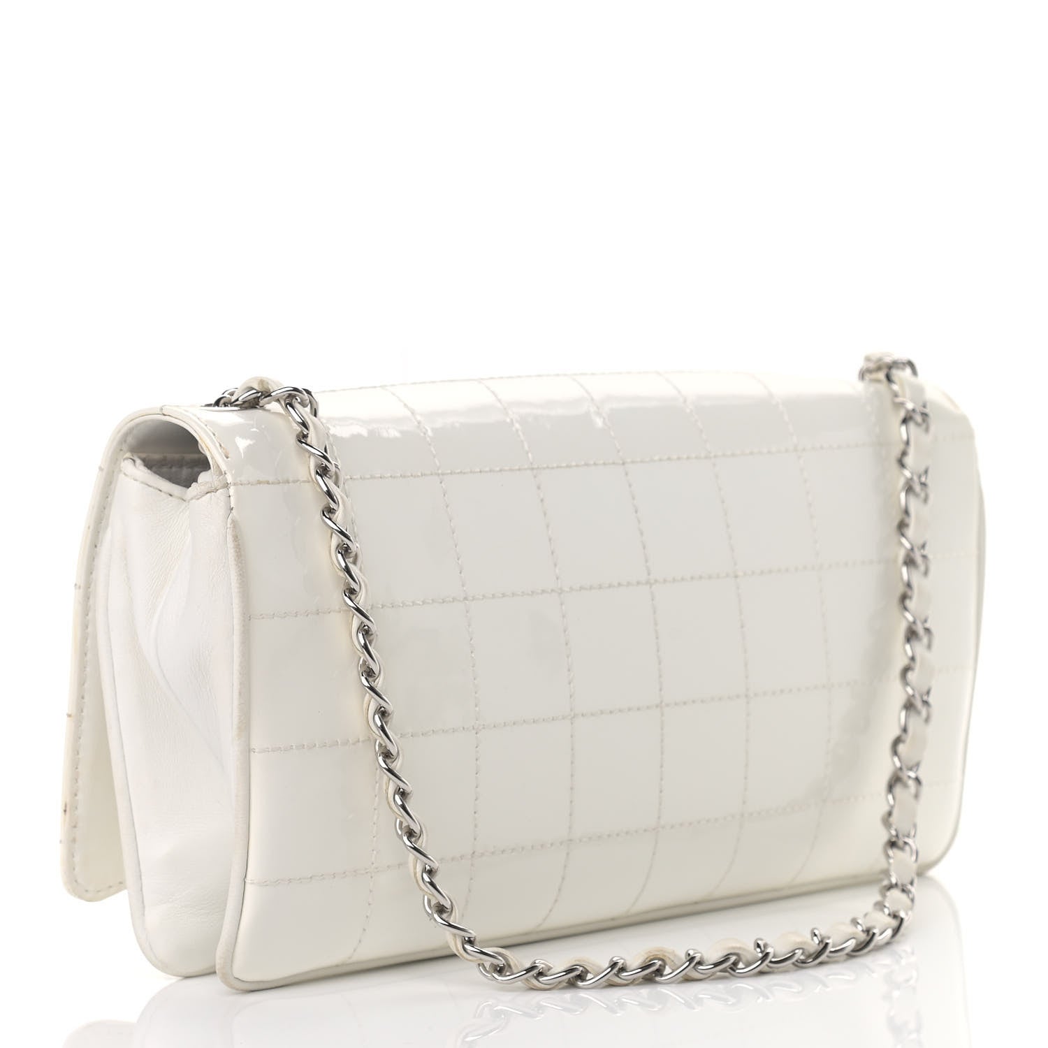 Chanel Patent Square Stitched CC Flap Clutch White 2 of 16