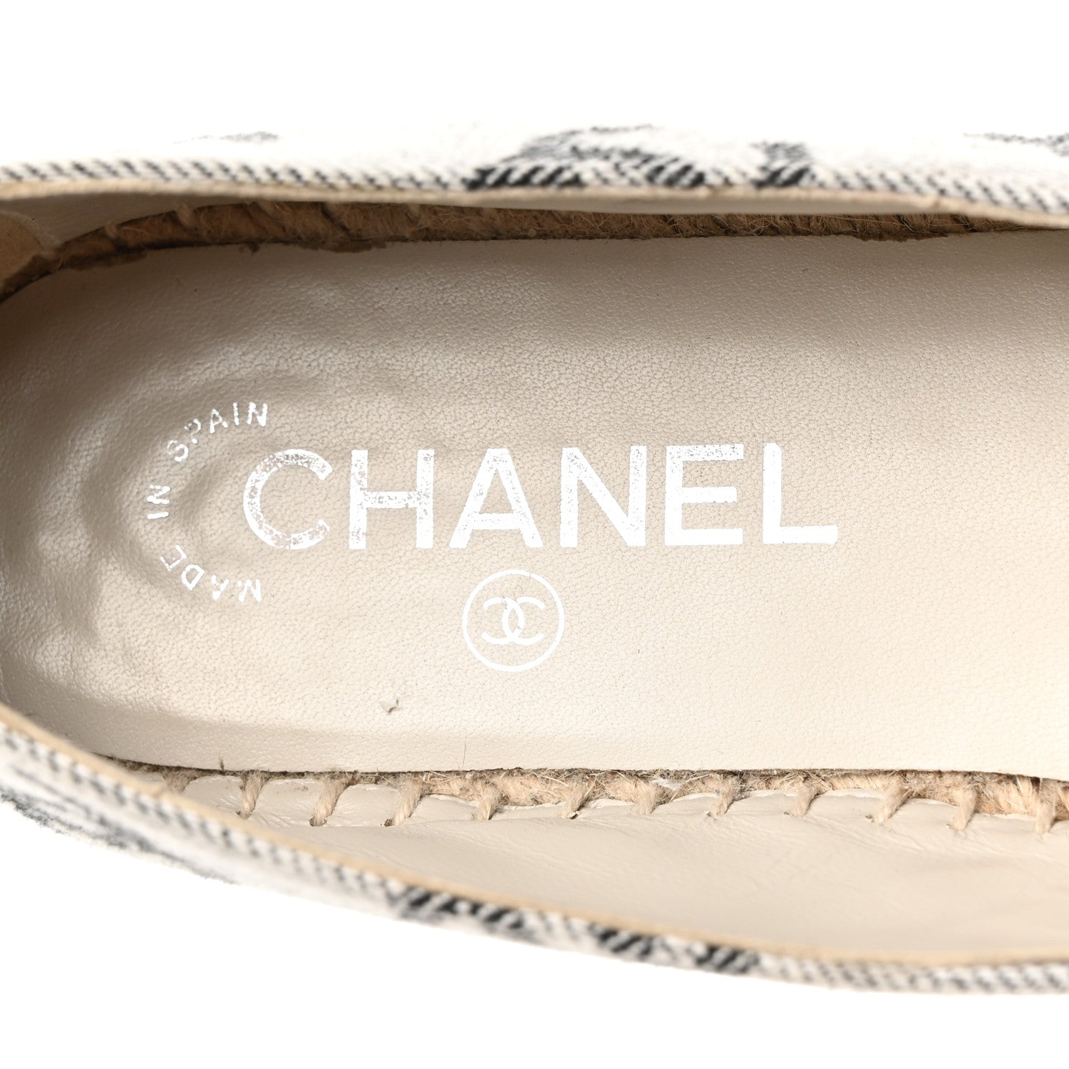 Chanel Cotton Jacquard Grosgrain CC Print Espadrilles 39 Grey Black 7 of 8