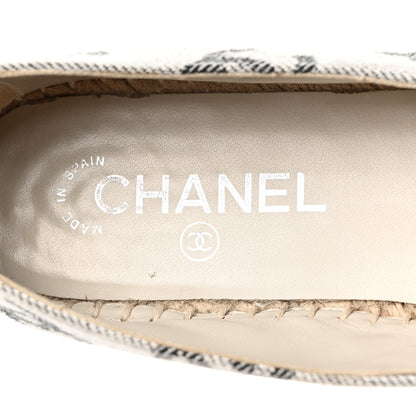 Chanel Cotton Jacquard Grosgrain CC Print Espadrilles 39 Grey Black 7 of 8