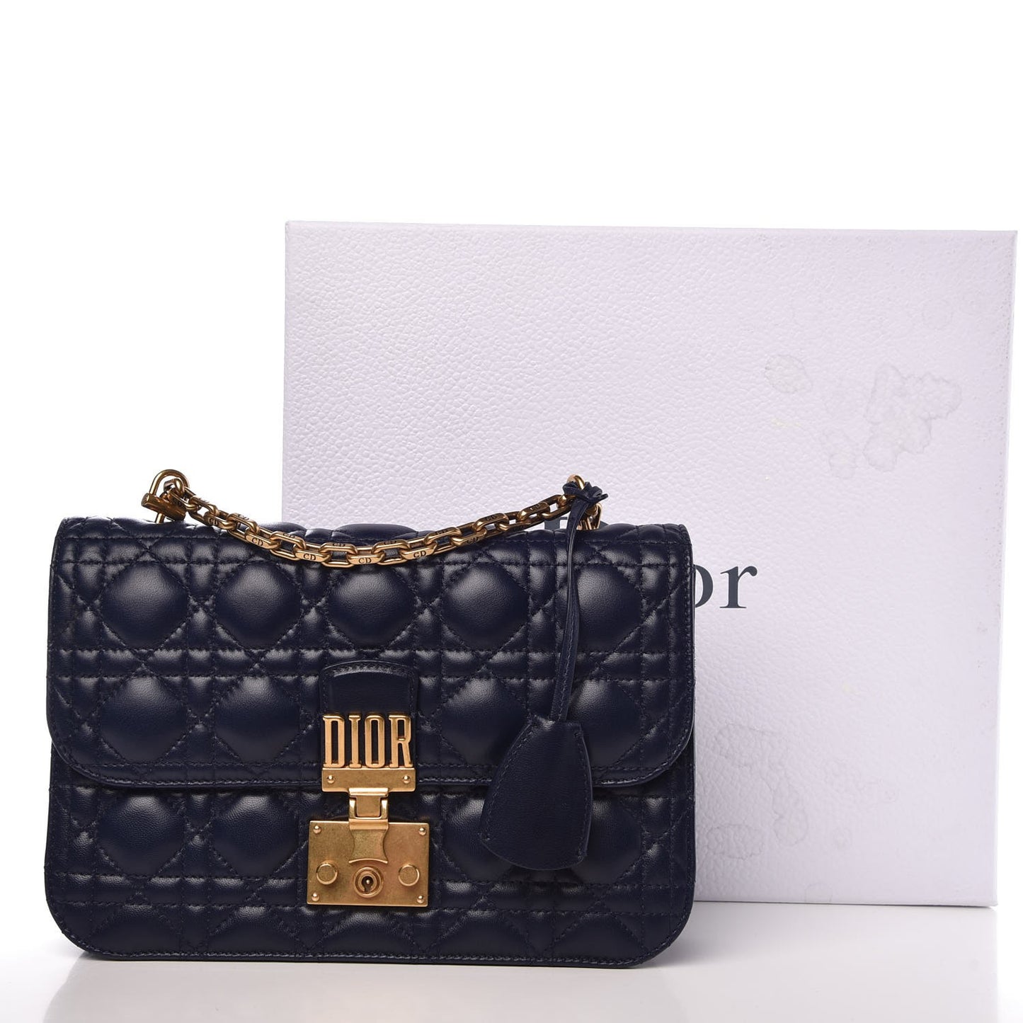Lambskin Cannage Large Dioraddict Flap Bag Indigo Blue
