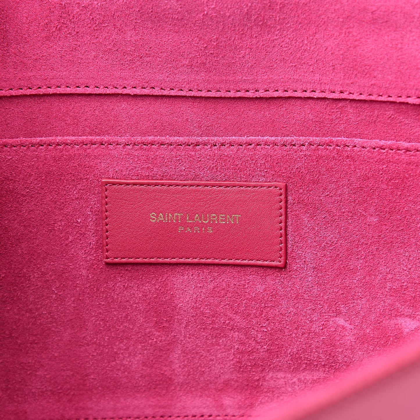 Calfskin Classic Y Ligne Clutch Fuchsia