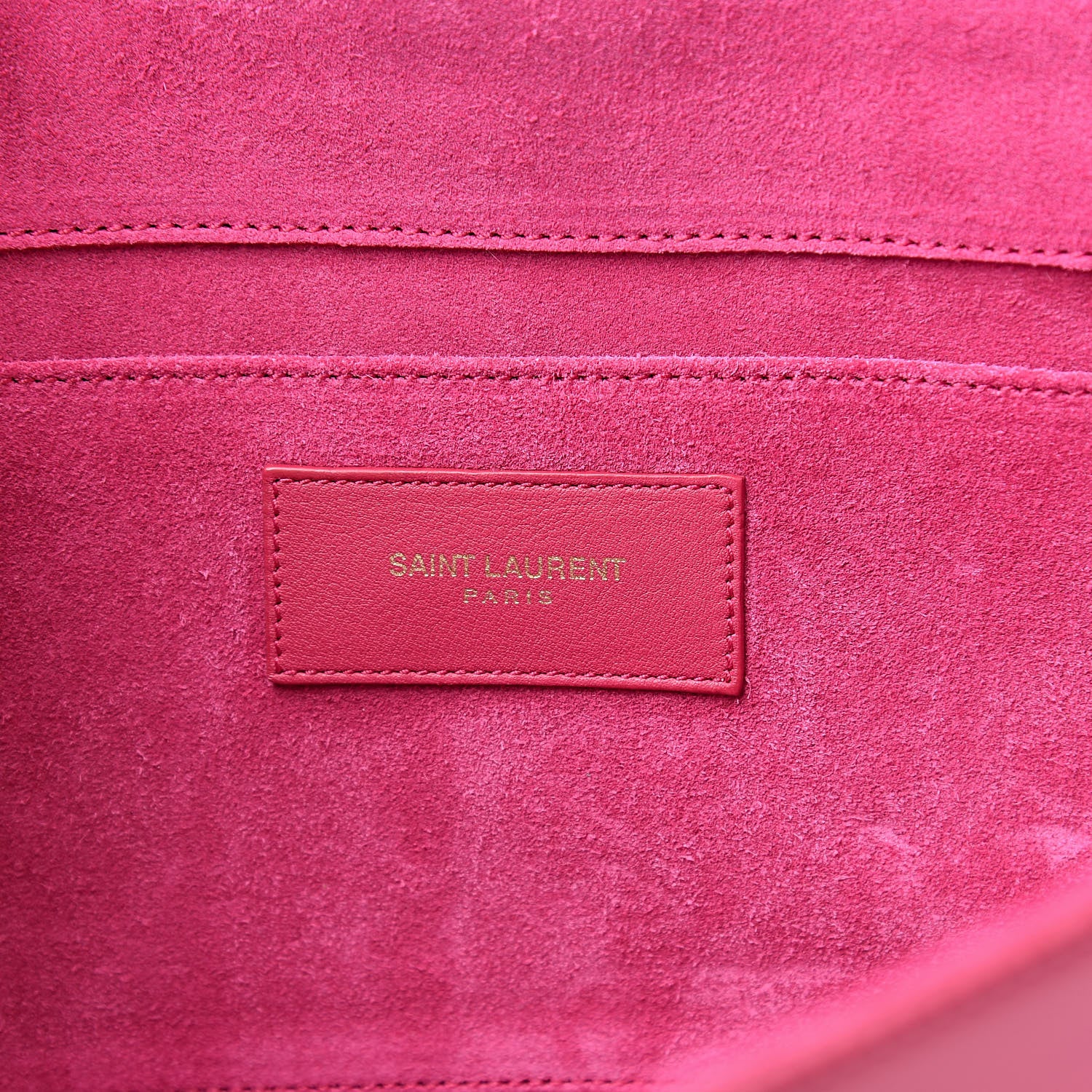Saint Laurent Calfskin Classic Y Ligne Clutch Fuchsia 6 of 9
