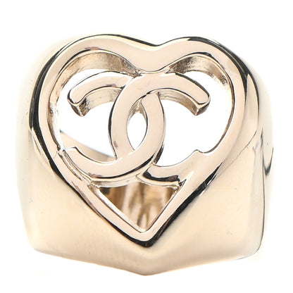Chanel Metal CC Heart Ring 52 Gold 1 of 6