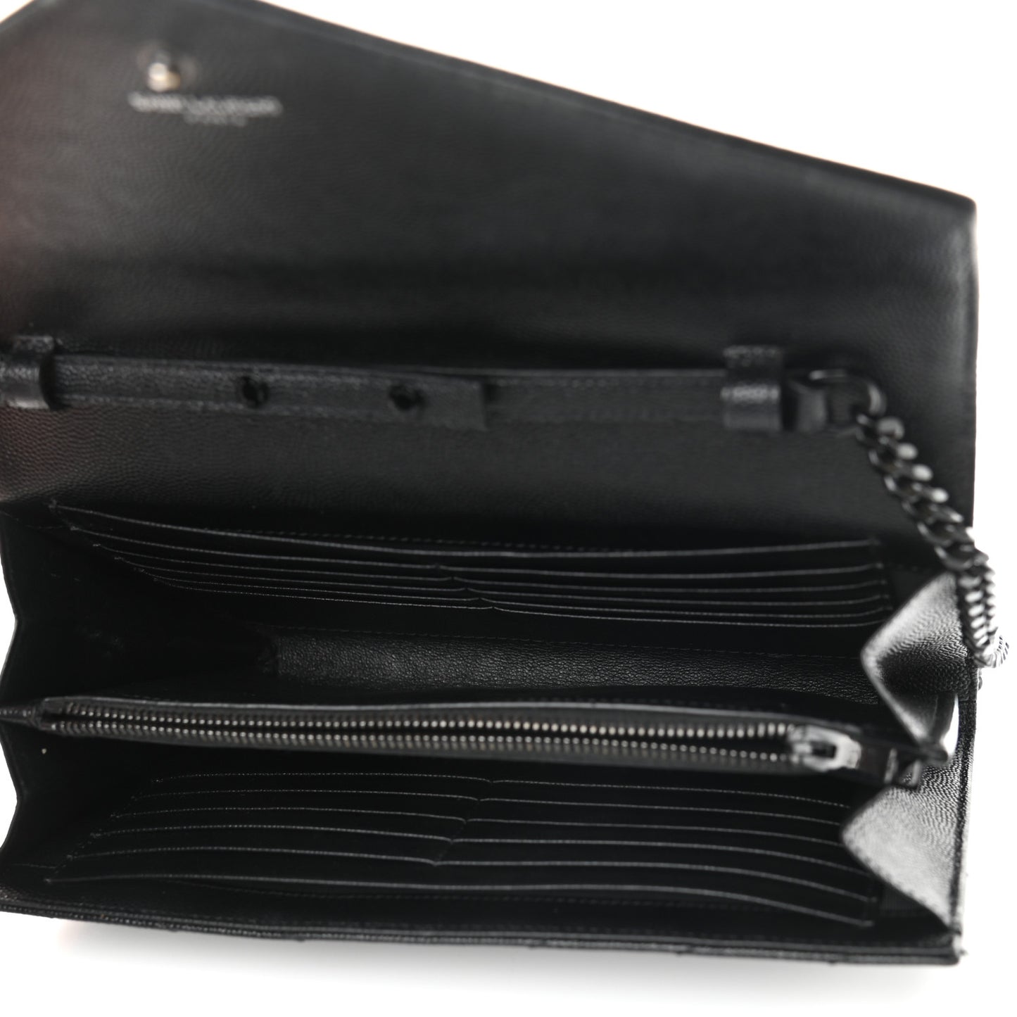 Grain De Poudre Matelasse Chevron Monogram Chain Wallet Black