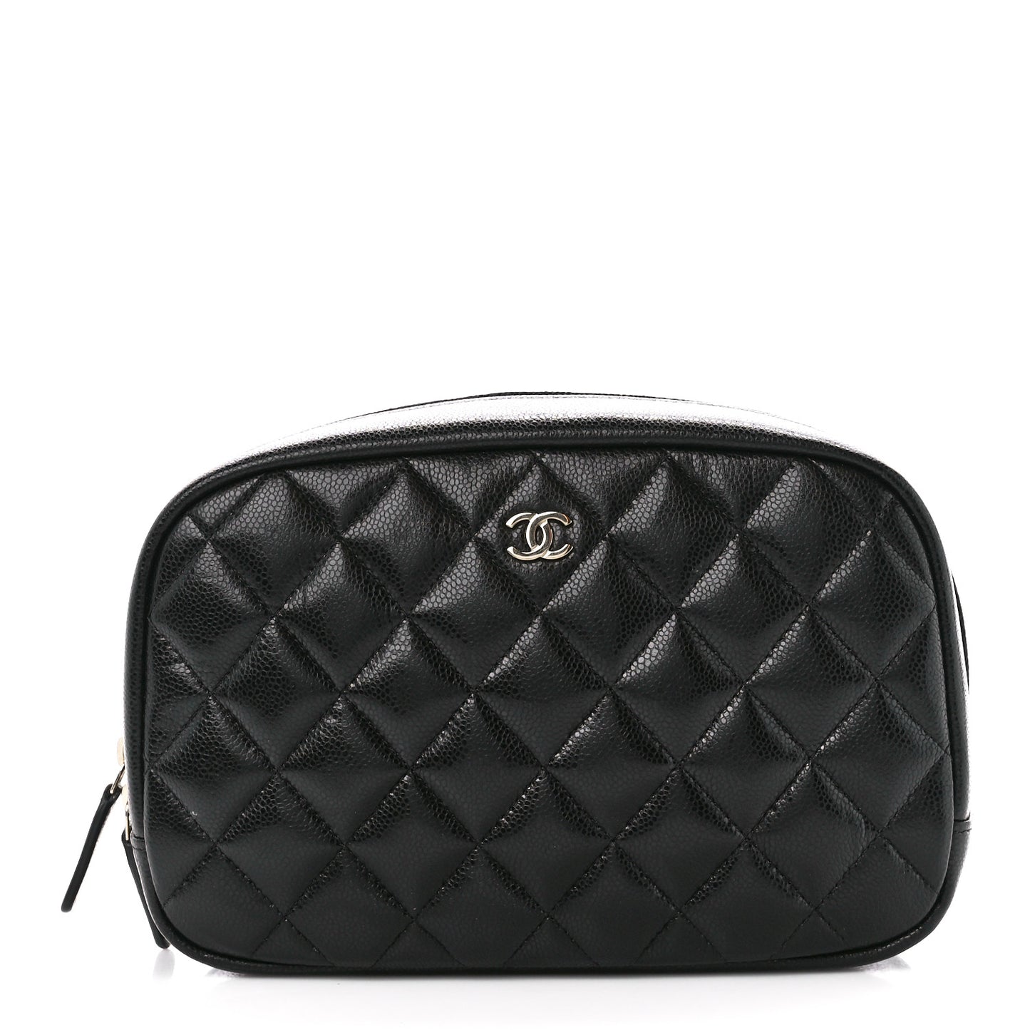 Caviar Quilted Medium Curvy Pouch Cosmetic Case Black