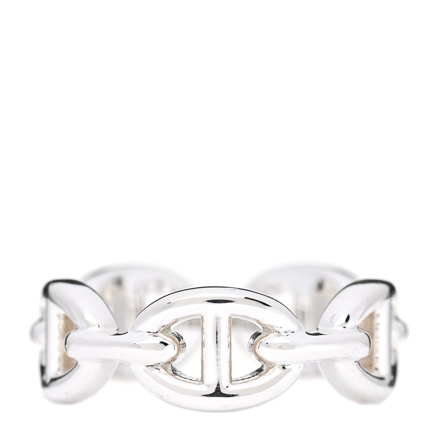 Hermes Sterling Silver PM Chaine d'Ancre Enchainee Band Ring 51 5.75 1 of 9