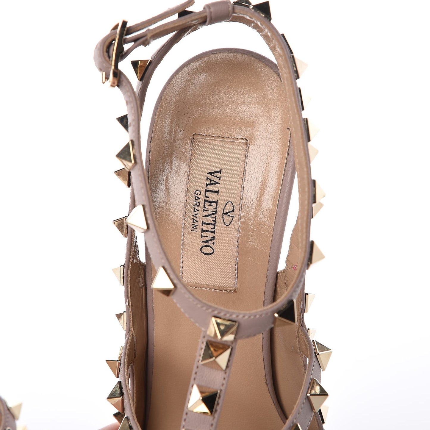 Calfskin Nappa Rockstud Ankle Strap 100mm Pumps 37.5 Deep Fuxia Poudre