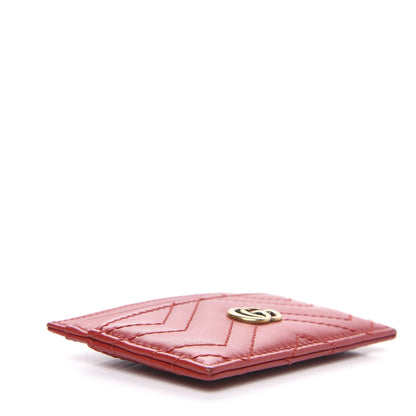 Gucci Calfskin Matelasse GG Marmont Card Holder Hibiscus Red 3 of 7