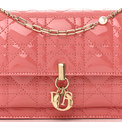 Christian Dior Patent Cannage Lady Dior Chain Pouch Pink 8 of 13