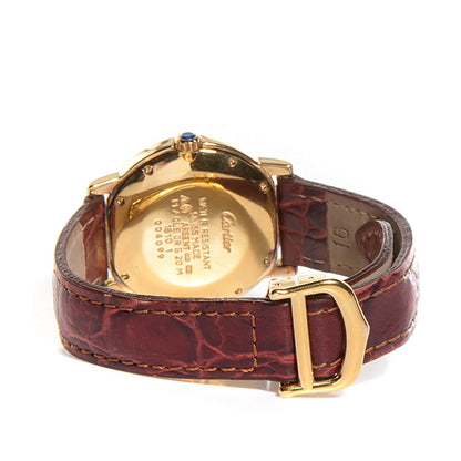 Cartier Sterling Silver Vermeil Alligator 33mm Must De Cartier Quartz Watch Burgundy 5 of 9