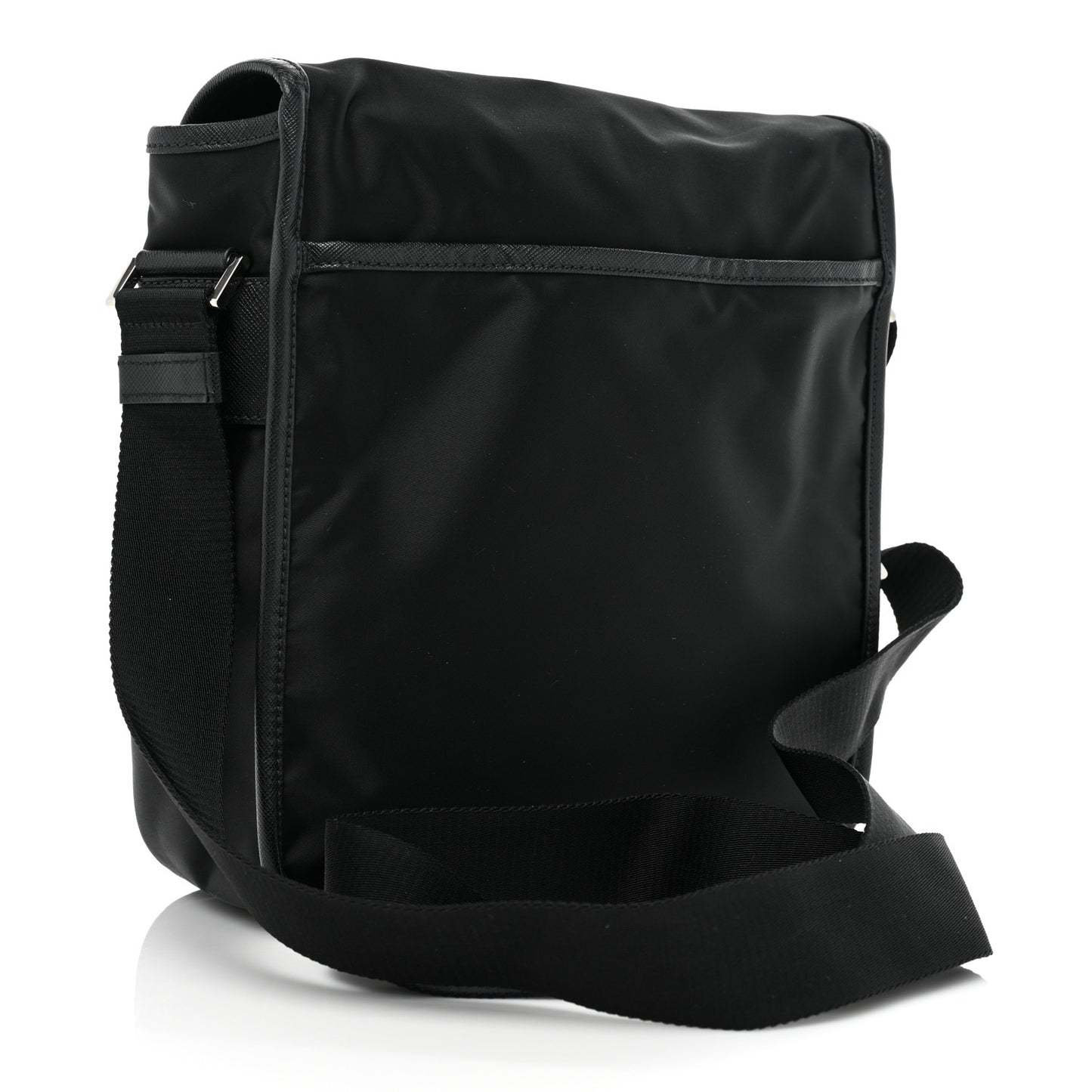 Tessuto Nylon Saffiano Logo Messenger Bag Black