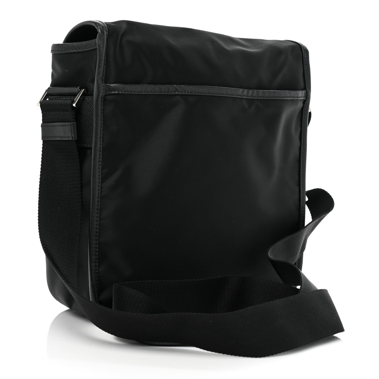 Prada Tessuto Nylon Saffiano Logo Messenger Bag Black 2 of 6