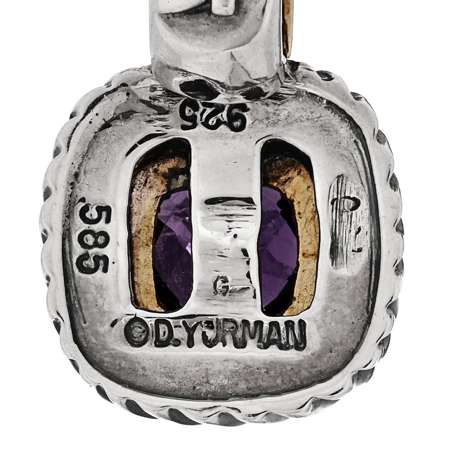 Sterling Silver 14K Yellow Gold Amethyst 7mm Albion Enhancer Pendant