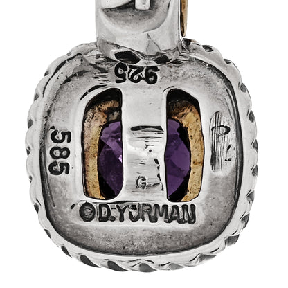 David Yurman Sterling Silver 14K Yellow Gold Amethyst 7mm Albion Enhancer Pendant 4 of 4