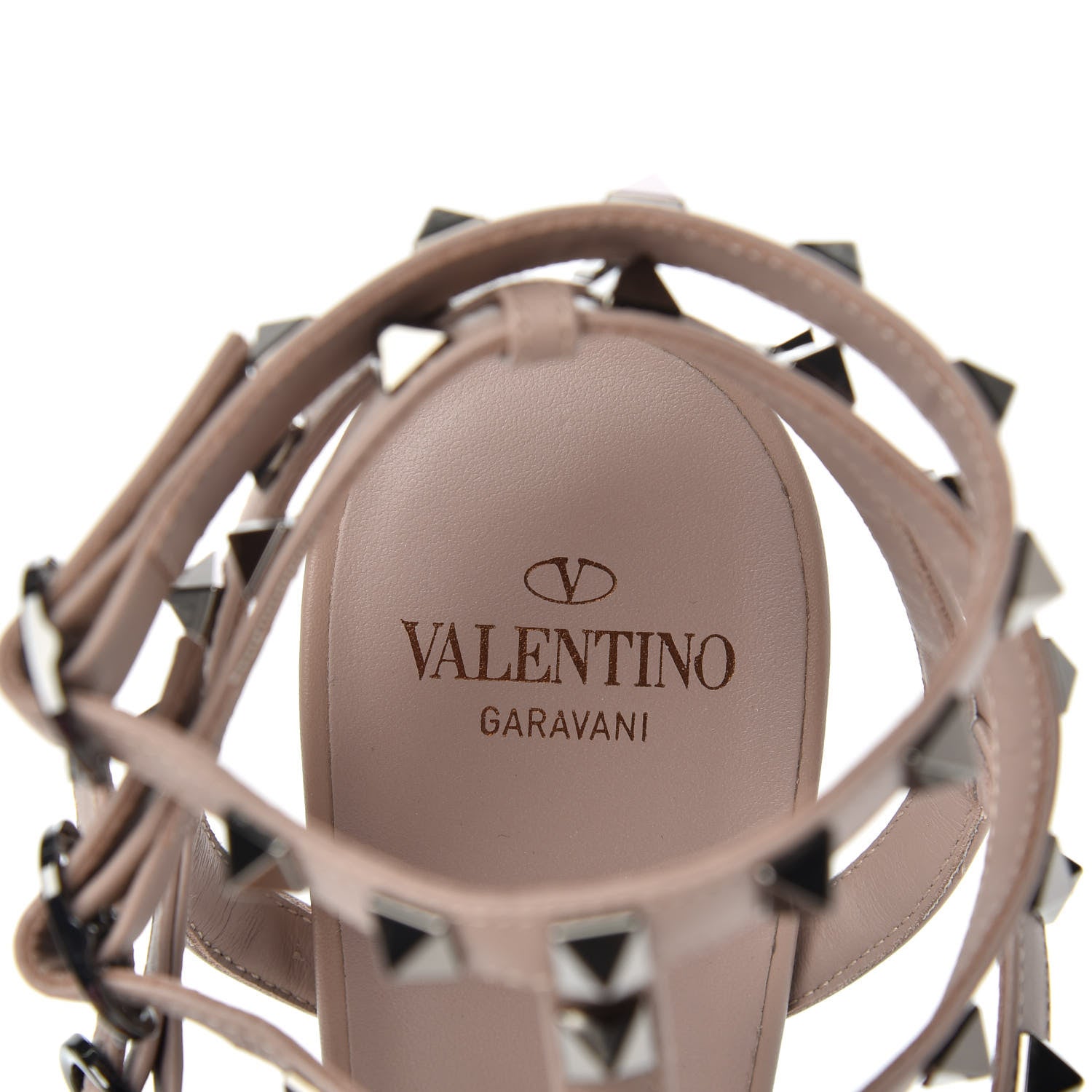 Valentino Garavani X UNDERCOVER Calfskin Rockstud Ankle Strap Low Heel Pumps 39 Poudre 9 of 11