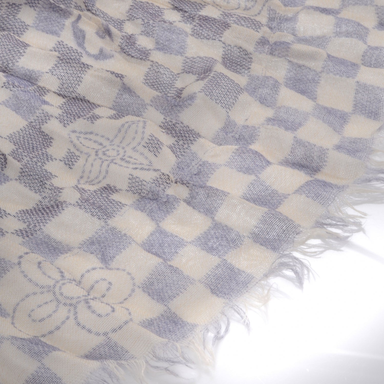 Louis Vuitton Cashmere Silk Damier Azur Stole 2 of 5